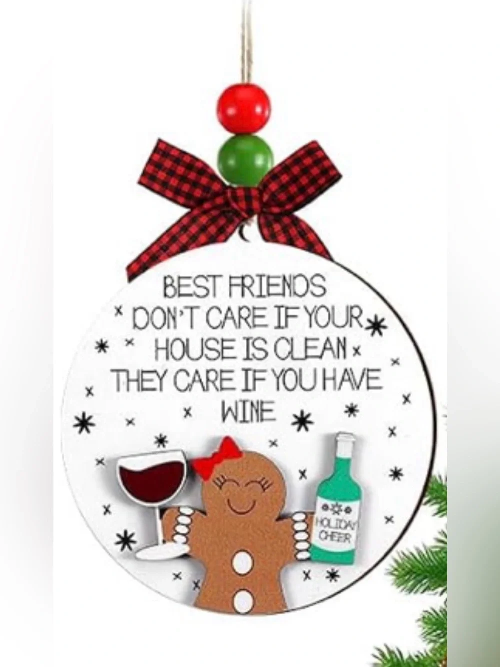 FunnyBest Friend Christmas Hanging Ornament 2026 Wooden -New - Choose 1